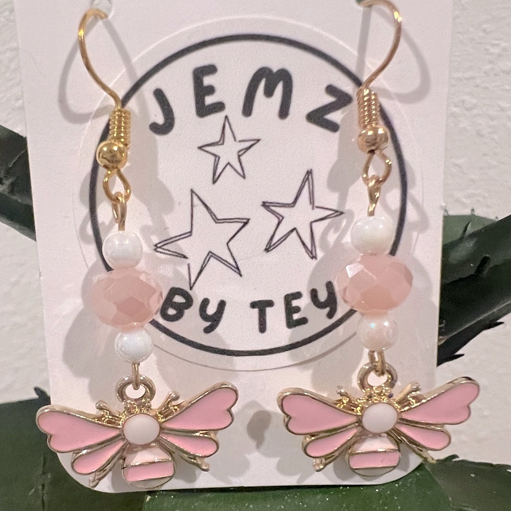 Handmade Pink Butterfly Earrings